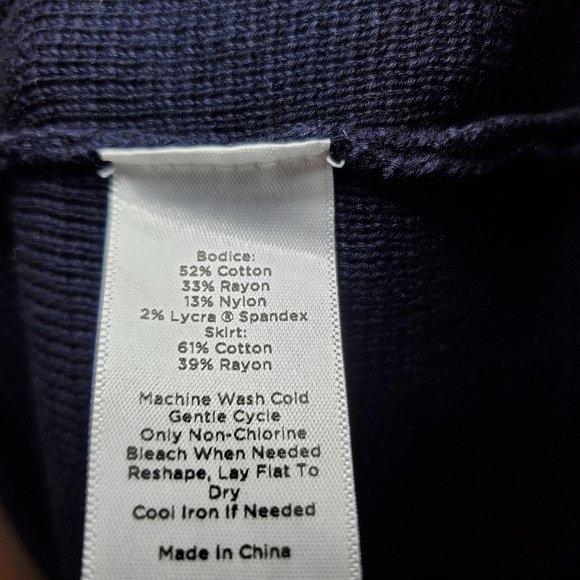 Talbots Navy Mixed Media Textured Sweater Dress Size SP - Picture 9 of 9